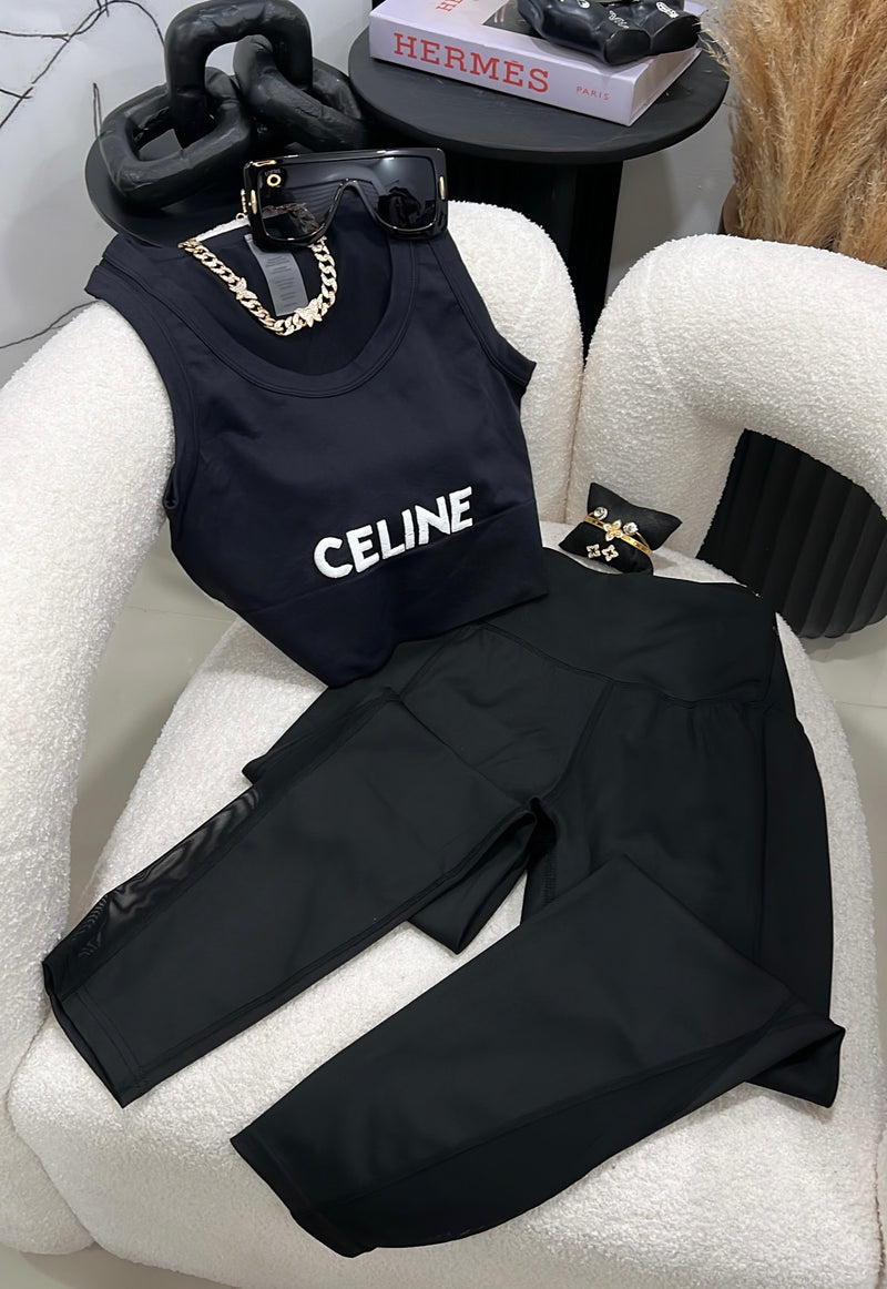 Black leggings, top set