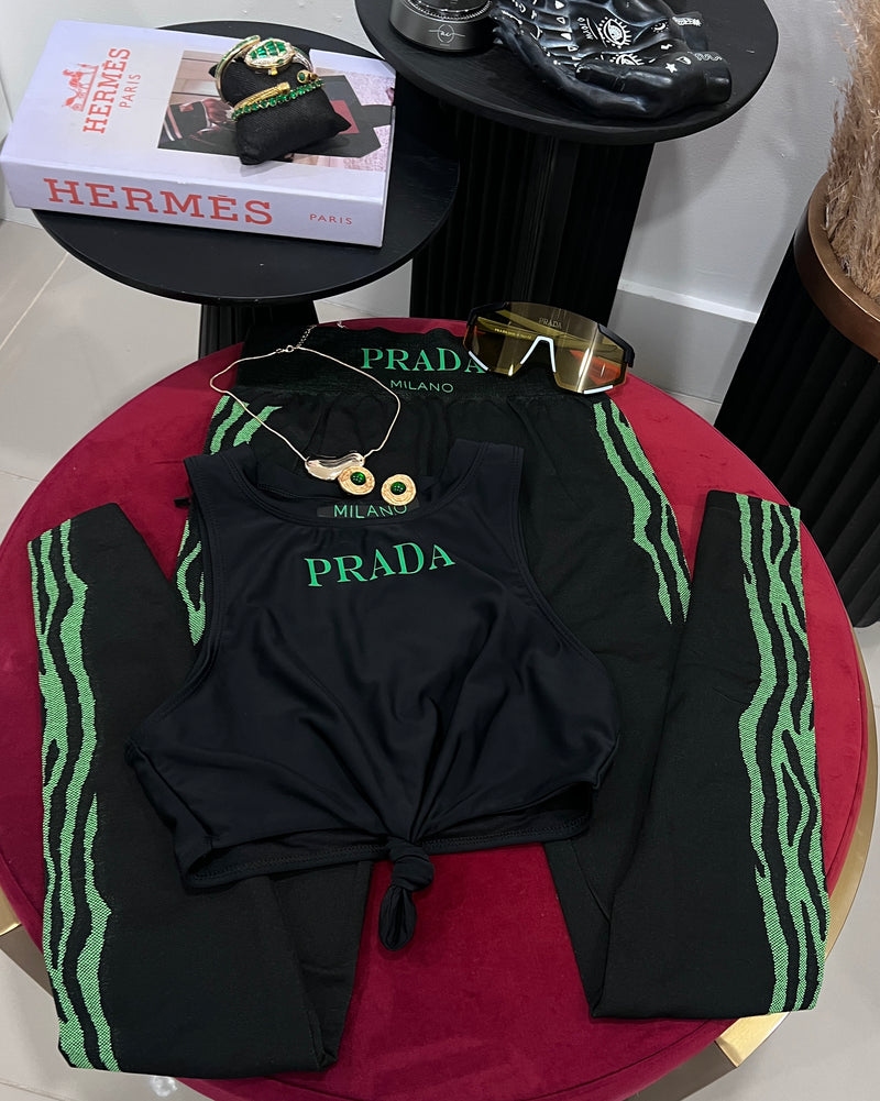 Green leggings, top set