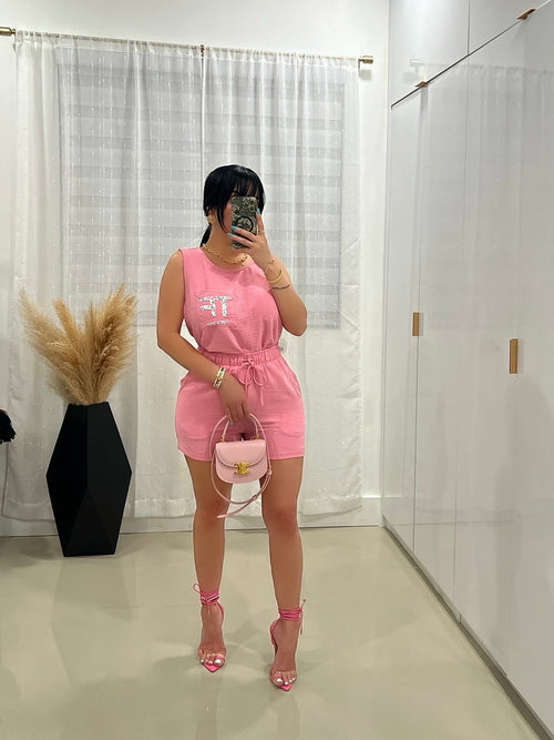 Pink short set