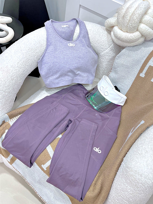 Purple leggings and top