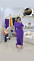 Purple midi dress