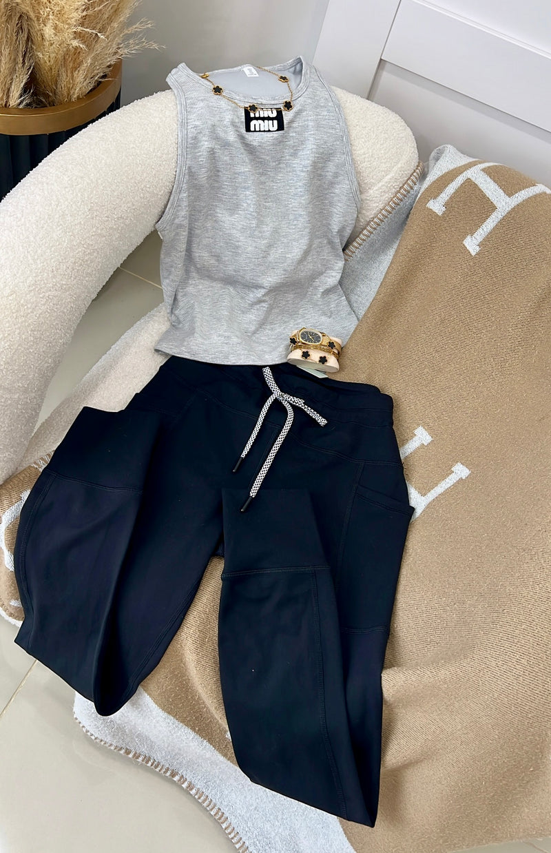 Black leggings and top