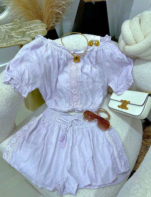 Purple skirt , short set