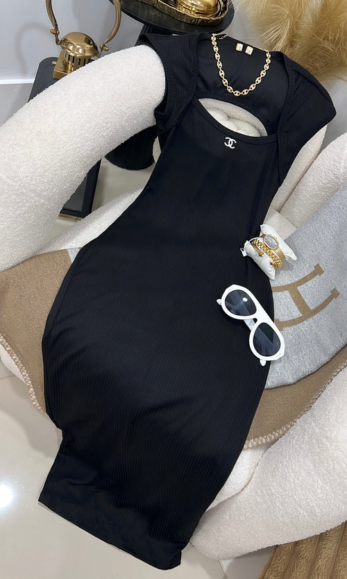 Black midi dress