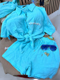 Blue short set
