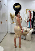 Golden mini dress