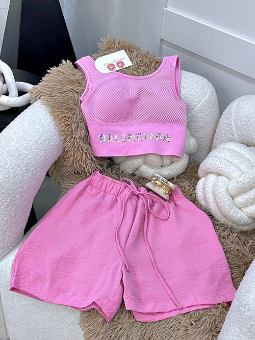 Pink short set