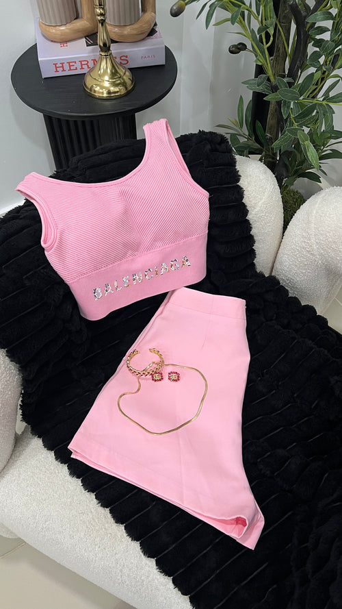 Set Pink , short and top