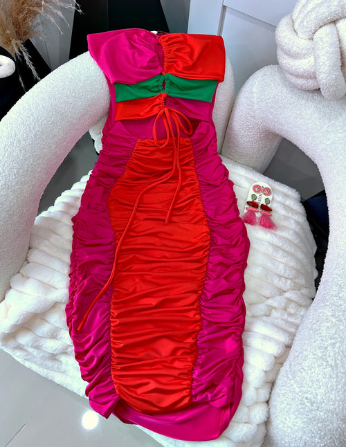 Tricolor midi dress