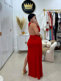 Red maxi dress