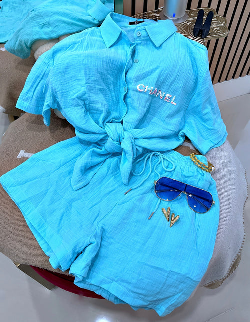 Blue short set