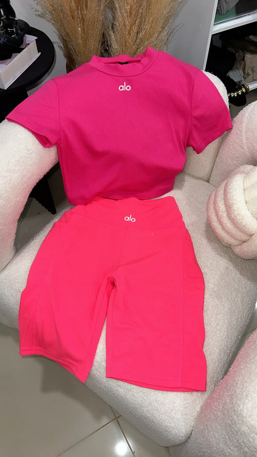 Pink set short ,leggings and top