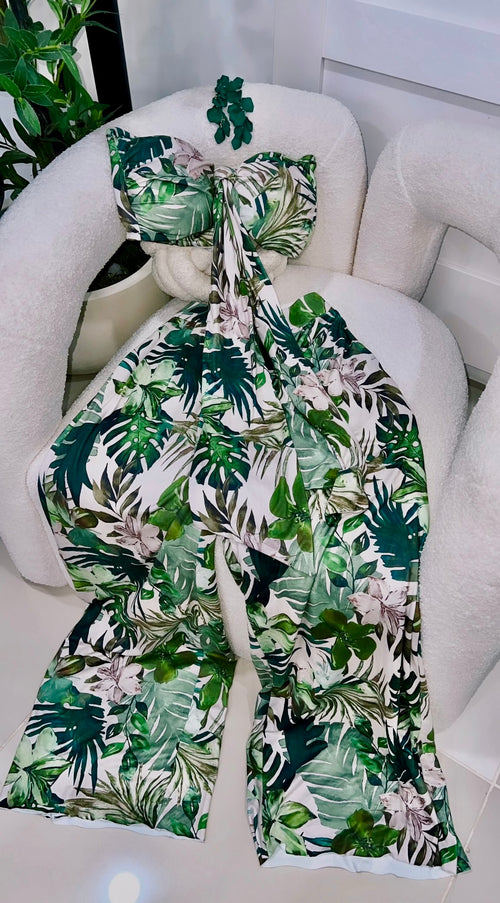 Green print pant