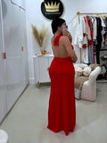 Red maxi dress