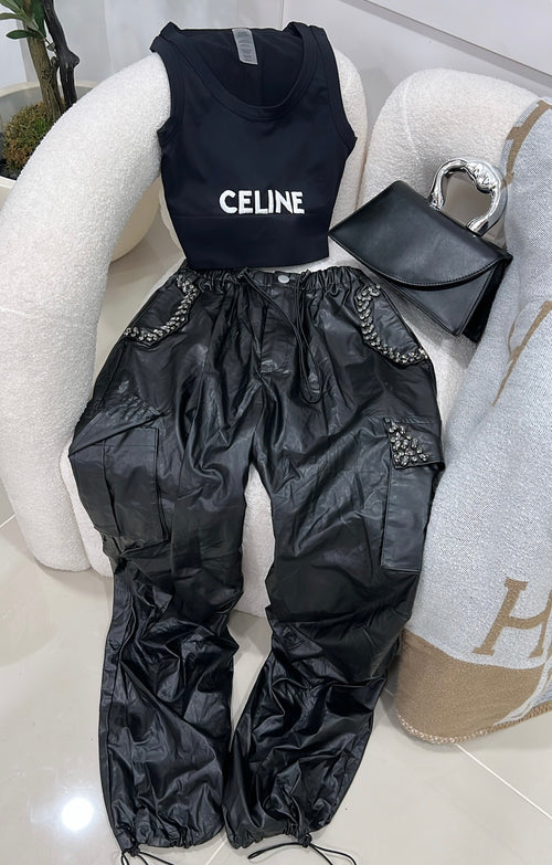Black leather pants