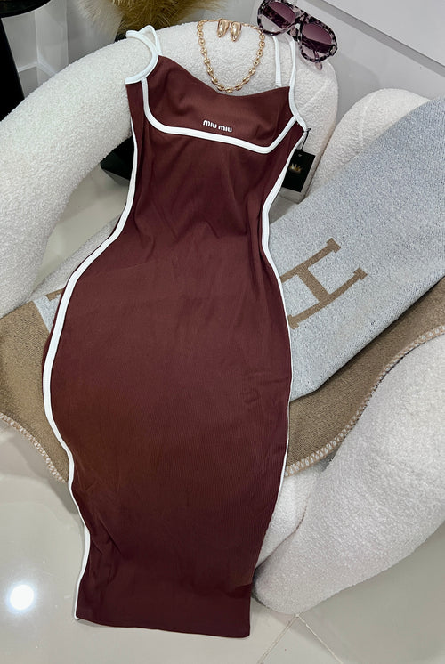 Brown midi dress