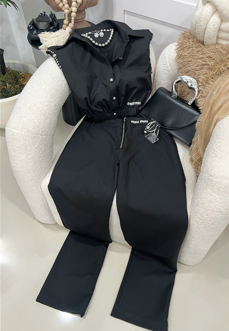 Black pant set , top