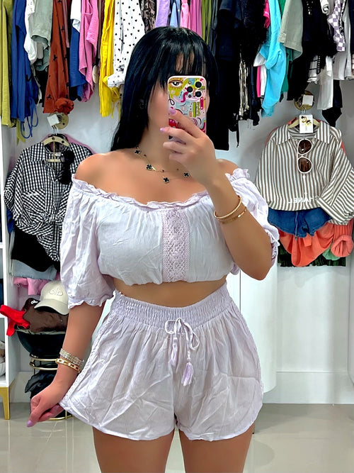 Purple skirt , short set