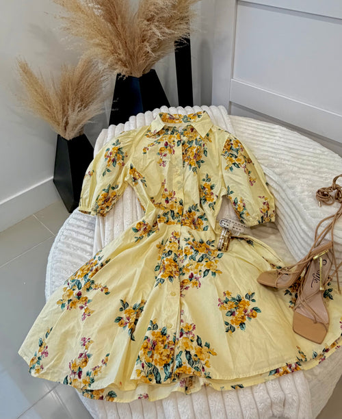 Print flower mini dress